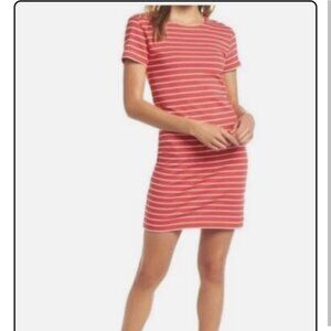 French Connection Red/White Striped T Shirt Dress Medium